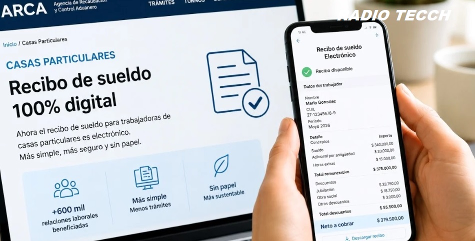 ARCA implementó el recibo de sueldo 100% digital para trabajadoras de casas particulares